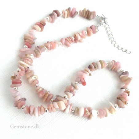 Pink Opal halskæde Natural Pink Opal Gemstone Chips Necklace Pink Opal halskæde Natural Pink Opal Gemstone Chips Necklace