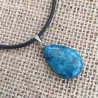 Halssmykke Blå Agat ægte sten vedhæng læderhalskæde Natural Crazy Blue Agate