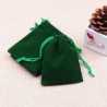 Smykkepose fløjl grøn gavepose snørelukning 9x12cm