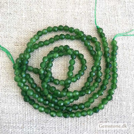 Perler Jade Grøn facetperler 4mm 1 streng Natural Green  Jade Gemstone Beads