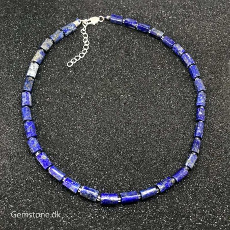 Lapis Lazuli halskæde ædelsten cylindriske blå Lapis perler