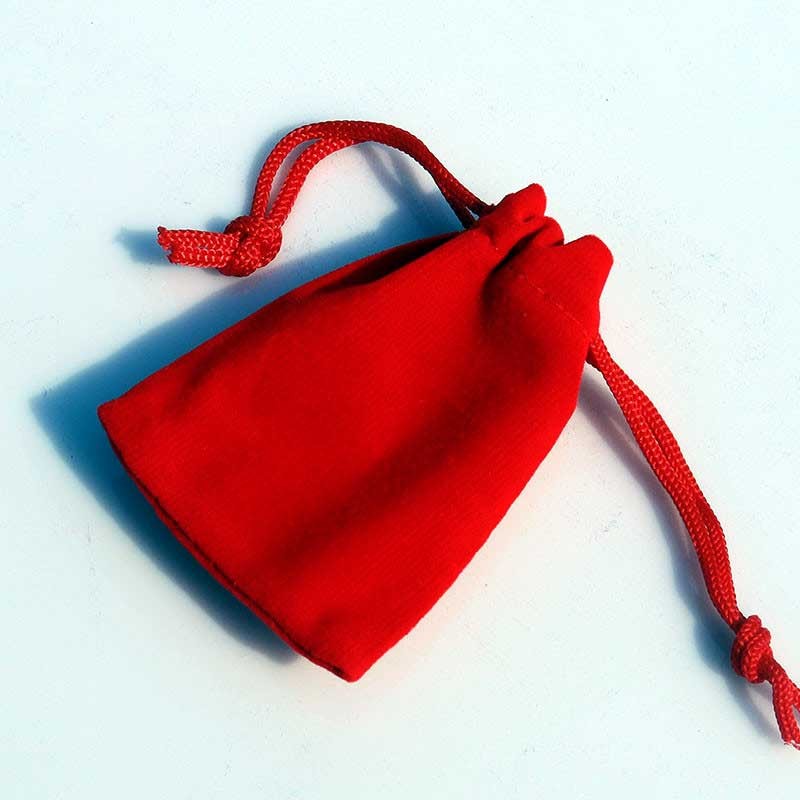 Smykkepose gavepose Rød fløjl mini pose med snørelukning