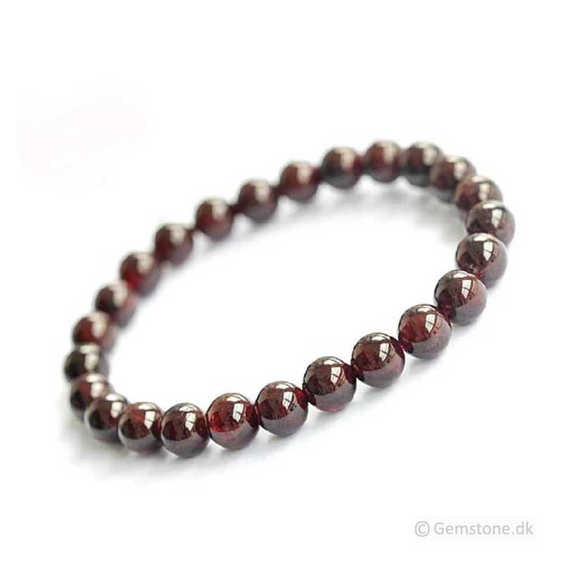 Granat Armbånd ædelsten Natural Red-Garnet Gemstone 6mm Stretch Bracelet