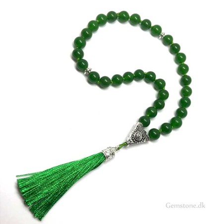 Tasbih 33 / 99 perler Jade Grøn muslimsk bedekæde islamisk bedekrans