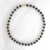 Agat Sort halskæde forgyldt 8mm facetperler Natural Black Agate Necklace