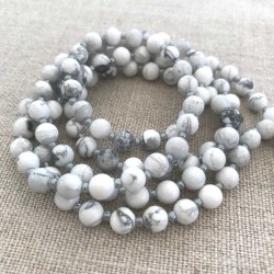 Mala kæde 108 perler Howlit sten bedekæde Mala Beads Yoga / Meditation