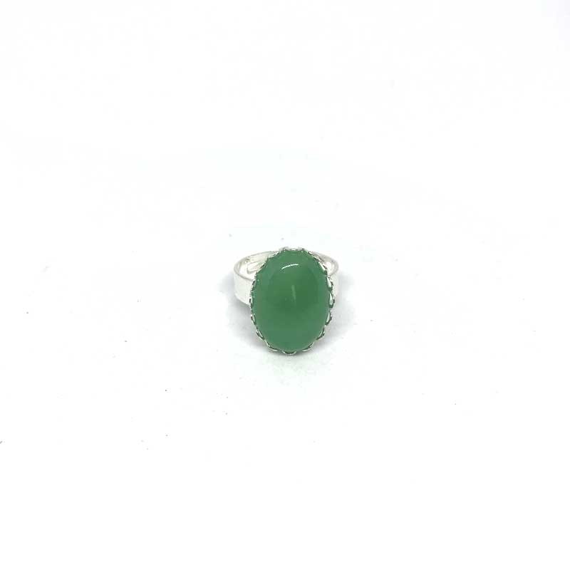 Ring Aventurin grøn ædelsten sølv justerbar fingerring
