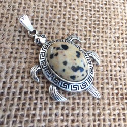 Vedhæng Skildpadde Jaspis Dalmatiner sølv stensmykke