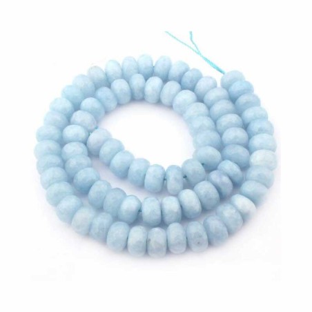 Perler Akvamarin sten Rondel Faceted 8x5mm Natural Aquamarine Gemstone Beads