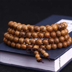 Mala kæde 108 Sandeltræ perler 8mm bedekæde Brown Sandalwood Mala Beads
