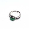 Ring Malakit ædelsten antik sølv justerbar fingerring Natural Green Malachite Silver Ring