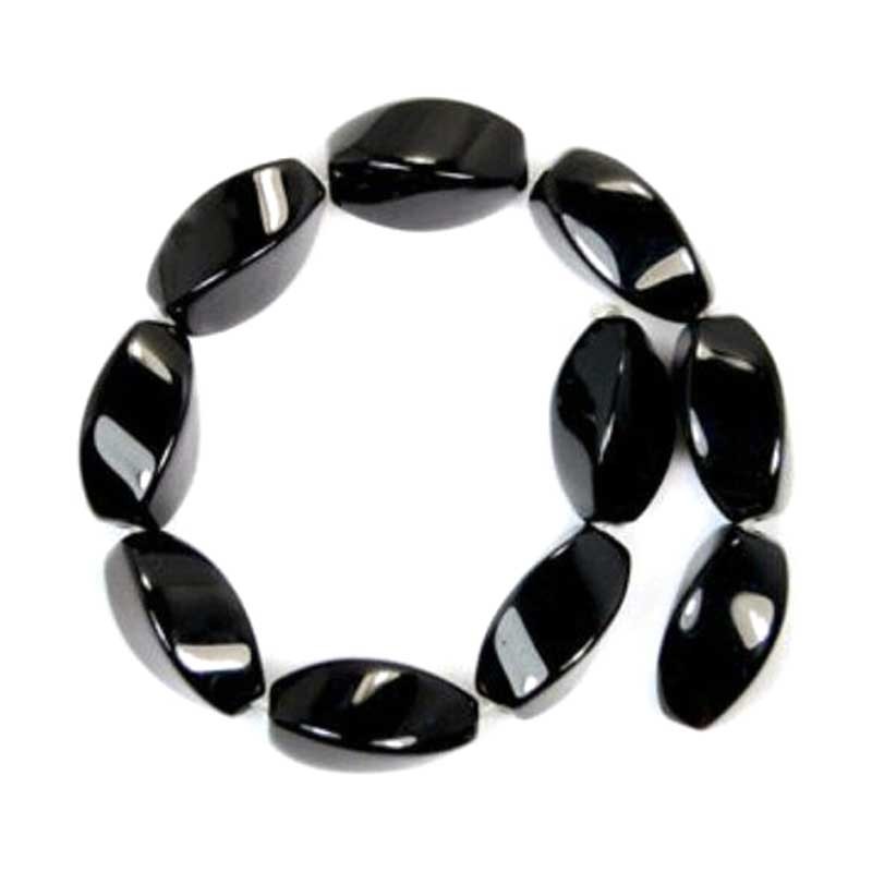Onyks sort perler sten Black Onyx Twist Beads
