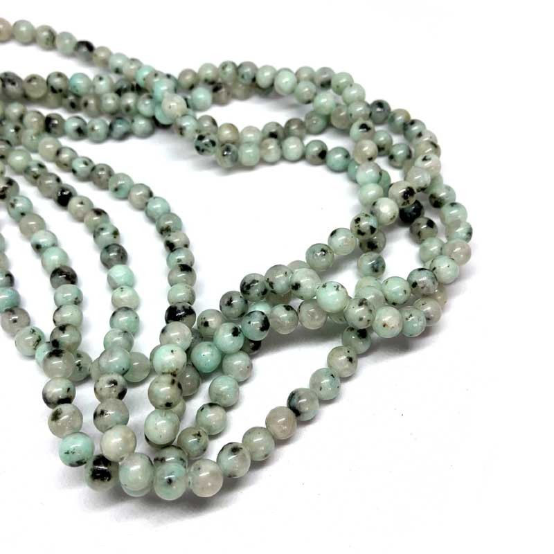 Jaspis perler sten Natural Sesame Kiwi Jasper Gemstone Beads
