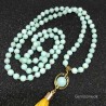 Mala kæde 108 perler Amazonit blå sten bedekæde bedekrans Yoga Meditation Mala Beads