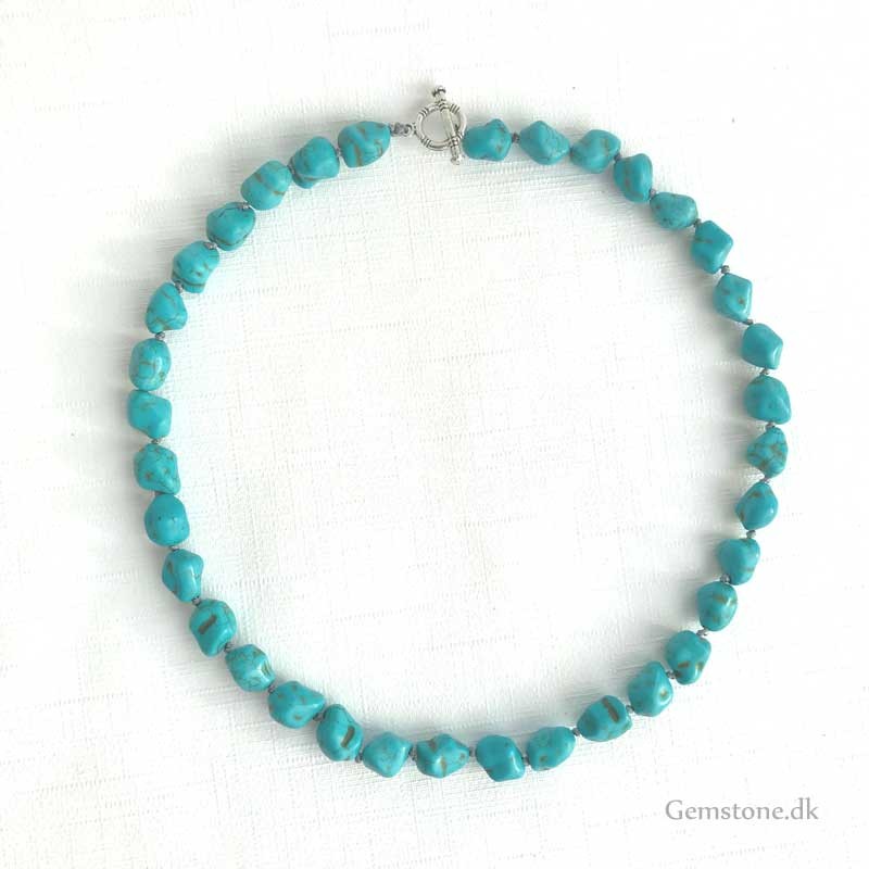 Turkis halskæde Irregular Turquoise Gemstone Beads