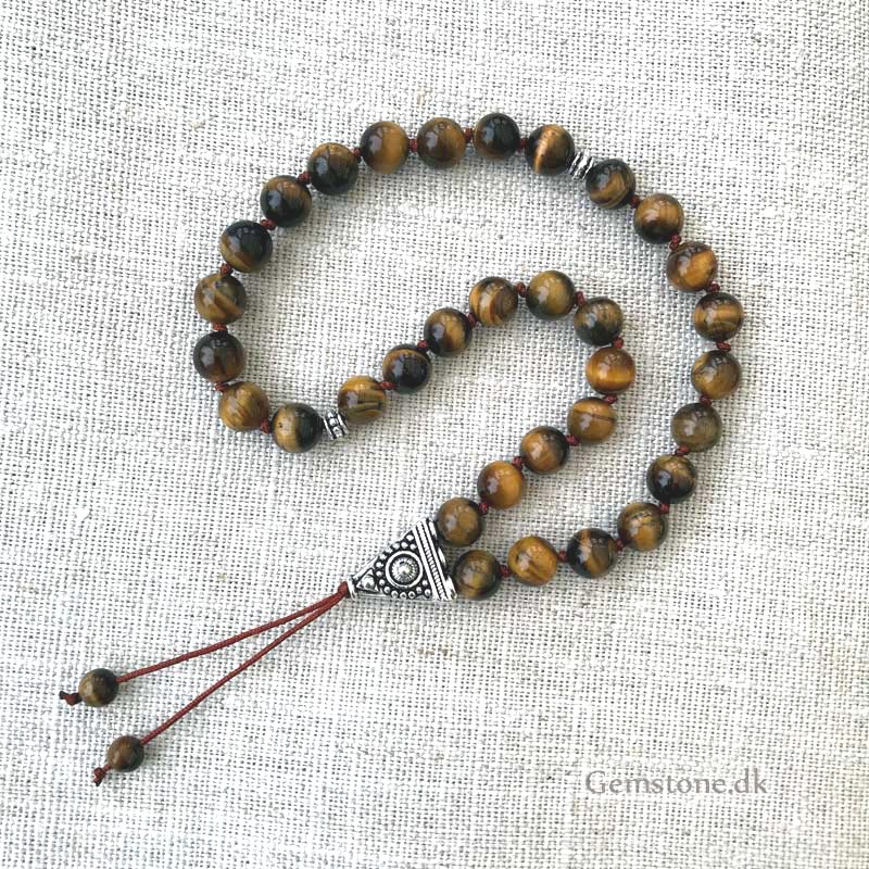 Tasbih Muslimsk Bedekrans 33 Perler Tigerøje ægte sten Natural Tiger Eye Islamic Rosary