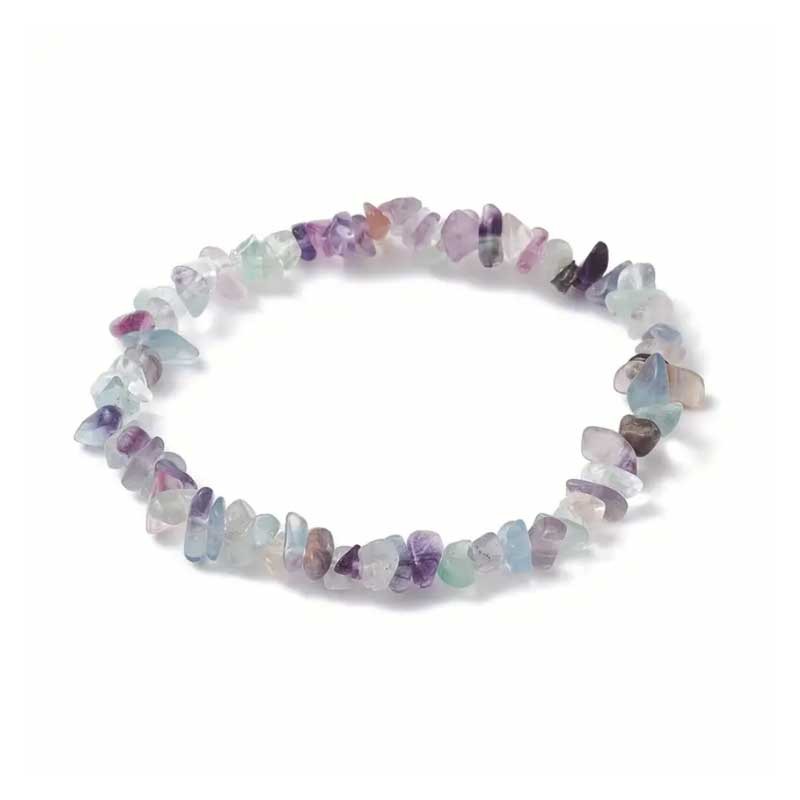 Armbånd Fluorit Krystalsten Natural Fluorite Gemstone Chips Bracelet