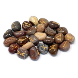 Runesten Jaspis 25 Sten Runer Natural Jasper Gemstone 25 Rune Set