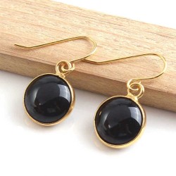 Øreringe Sort Onyks guldbelagt Natural Black Onyx Earrings