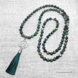 Mala kæde 108 perler Turkis sten Natural African Turquoise Gemstone Mala Beads