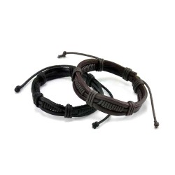 Læderarmbånd brun, sort læder flettet herrearmbånd til mænd