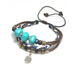 Læderarmbånd Læder-Sten-Metal multi-layer Bracelet til mænd