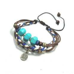 Læderarmbånd Læder-Sten-Metal multi-layer Bracelet til mænd