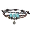 Læderarmbånd Læder-Sten-Metal multi-layer Bracelet