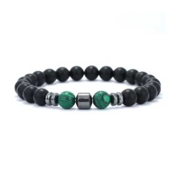 Herrearmbånd sort Onyx Malakit sten armbånd til mænd
