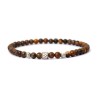 Herrearmbånd ægte Tigerøje sten og sølv perler 6mm elastisk armbånd til mænd