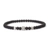 Herrearmbånd ægte sort Onyks sten og sølv perler 6mm elastisk armbånd til mænd