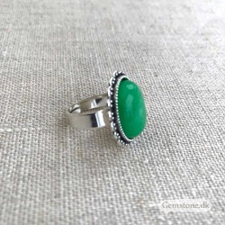 Jade grøn ring oval sølv justerbar fingerring Natural Green Jade Gemstone