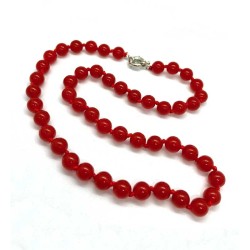 Halskæde Jade Rød sten perlekæde Natural Red Jade Gemstone Necklace - køb online