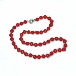 Halskæde Jade Rød sten perlekæde Natural Red Jade Gemstone Necklace - køb online