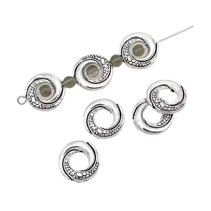 Perleramme Antik Sølv rund spiral 14mm ramme til 6mm perle - lav selv smykker