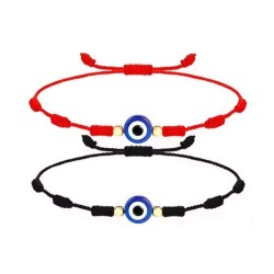Armbånd Lykke øje rød sort flettet tråd Evil Eye Bracelet