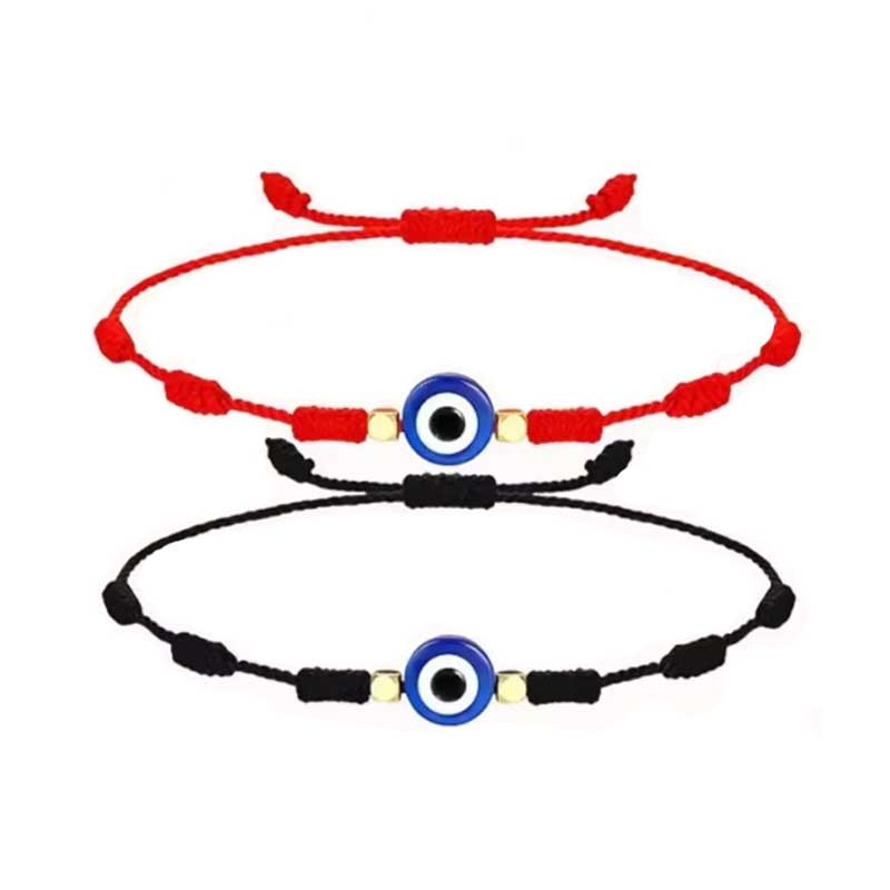 Armbånd Lykke øje rød sort flettet tråd Evil Eye Bracelet Armbånd Lykke øje rød sort flettet tråd Evil Eye Bracelet