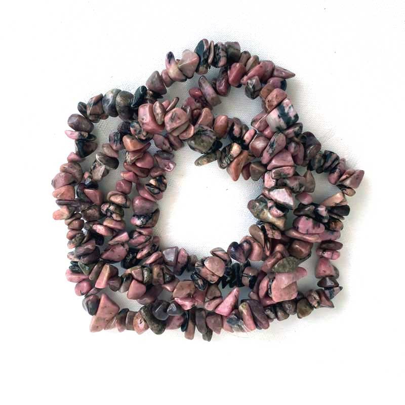 Perler Rhodonit ægte sten Natural Rhodonite Chips - lav selv smykker Perler Rhodonit ægte sten Natural Rhodonite Chips - lav selv smykker