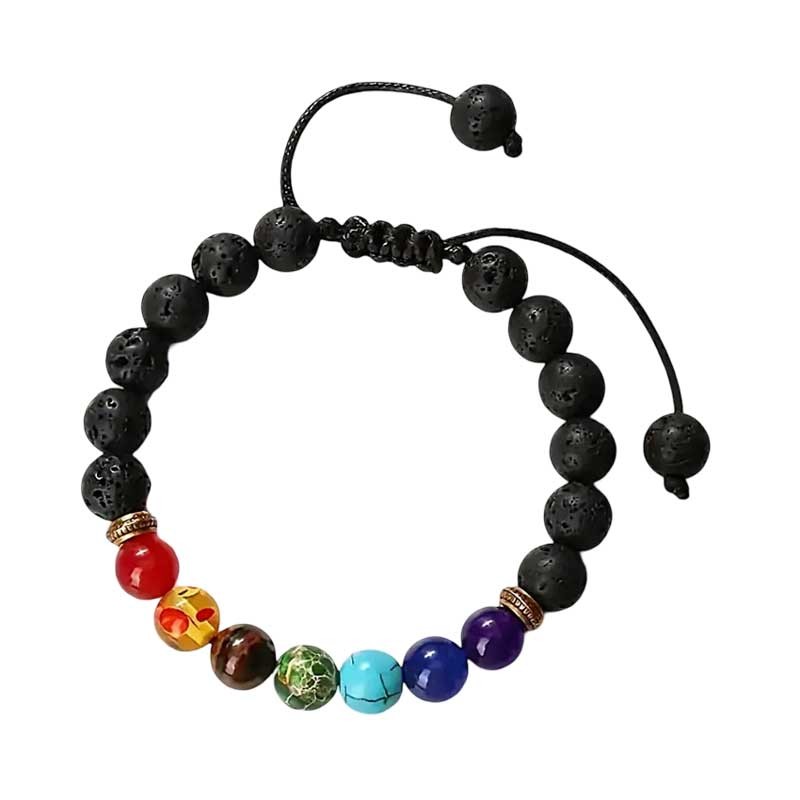 Shamballa Armbånd 7 Chakra sten og Lavasten Yoga Bracelet Shamballa Armbånd 7 Chakra sten og Lavasten Yoga Bracelet