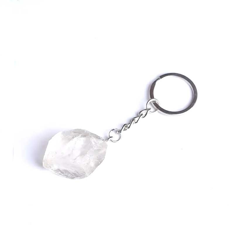 Nøglering Krystal Bjergkrystal Natural Raw Rock Quartz Gemstone Keyring Nøglering Krystal Bjergkrystal Natural Raw Rock Quartz Gemstone Keyring