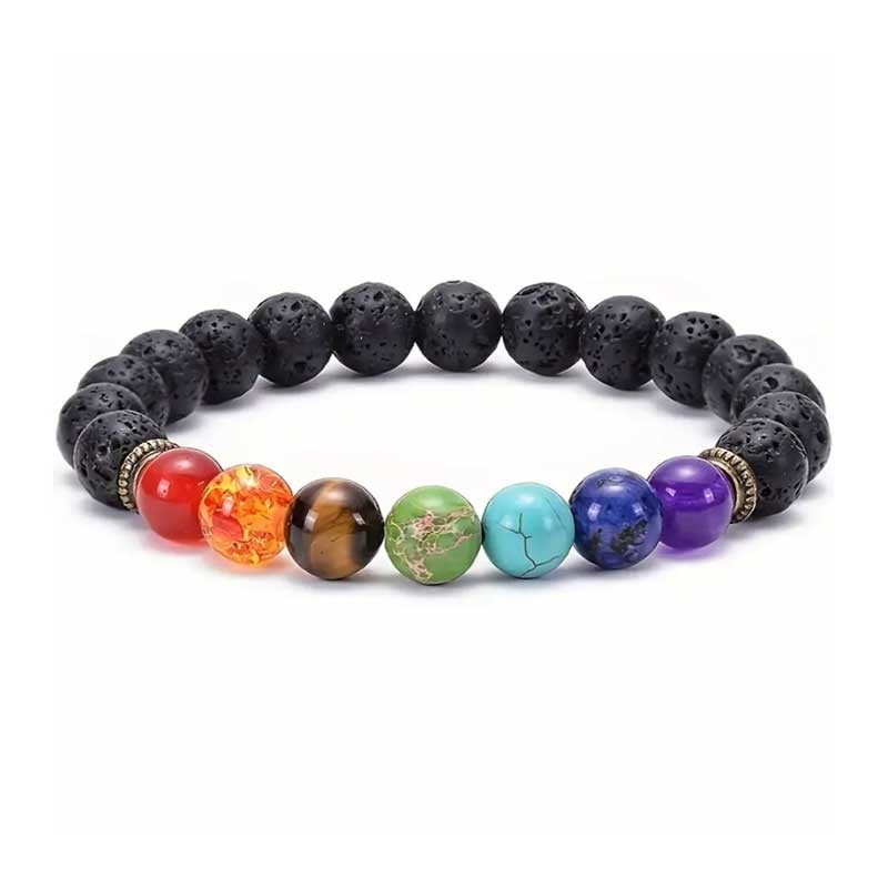 Armband Chakra sten Lavasten elastisk Herrearmband Yoga Bracelet Armband Chakra sten Lavasten elastisk Herrearmband Yoga Bracelet