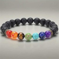 Armband Chakra sten Lavasten elastisk Herrearmband Yoga Bracelet