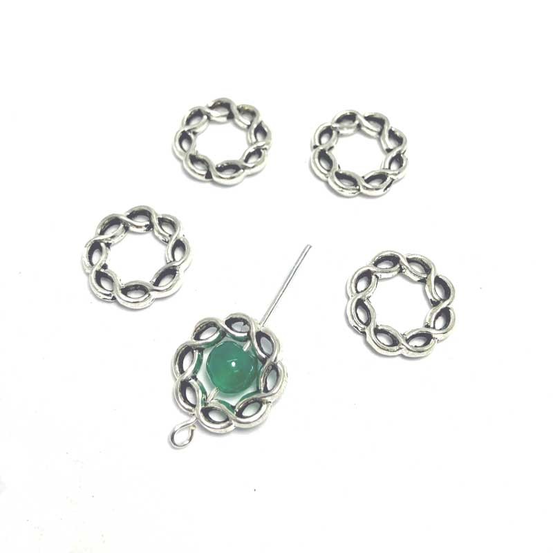 Perleramme Antik Sølv Blomst 14mm ramme til 6mm perle - lav selv smykker Perleramme Antik Sølv Blomst 14mm ramme til 6mm perle - lav selv smykker