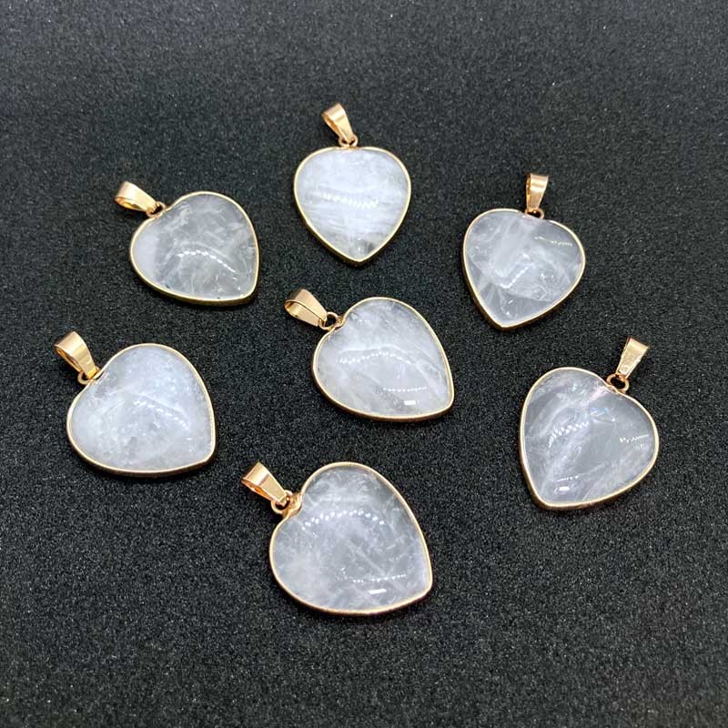Bjergkrystal hjerte vedhæng til halskæde Natural Crystal Quartz Heart Pendant Bjergkrystal hjerte vedhæng til halskæde Natural Crystal Quartz Heart Pendant