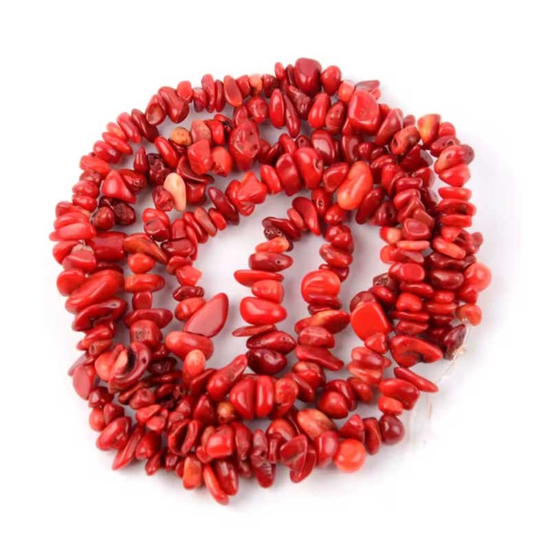 Koral perler til smykker Natural Red Coral Gemstone Chips Beads Koral perler til smykker Natural Red Coral Gemstone Chips Beads