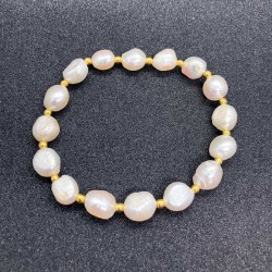 Perlearmbånd ægte hvide ferskvandsperler armbånd Natural White Pearl Bracelet