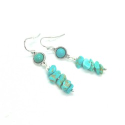 Turkis øreringe rustfrit stål Natural Blue Turquoise Gemstone Earrings