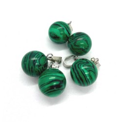 Halskæde Vedhæng Malakit Ædelsten Kugle Natural Malachite Gemstone Ball