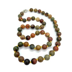 Jaspis Picasso Halskæde med knuder ædelsten perlekæde Natural Jasper Gemstone Necklace