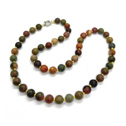 Jaspis Picasso Halskæde med knuder ædelsten perlekæde Natural Jasper Gemstone Necklace